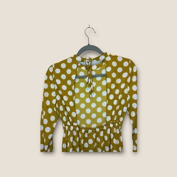 TopShop NWT Yellow polka Dot Midi Dress Open Back Size 4 - Picture 5 of 8